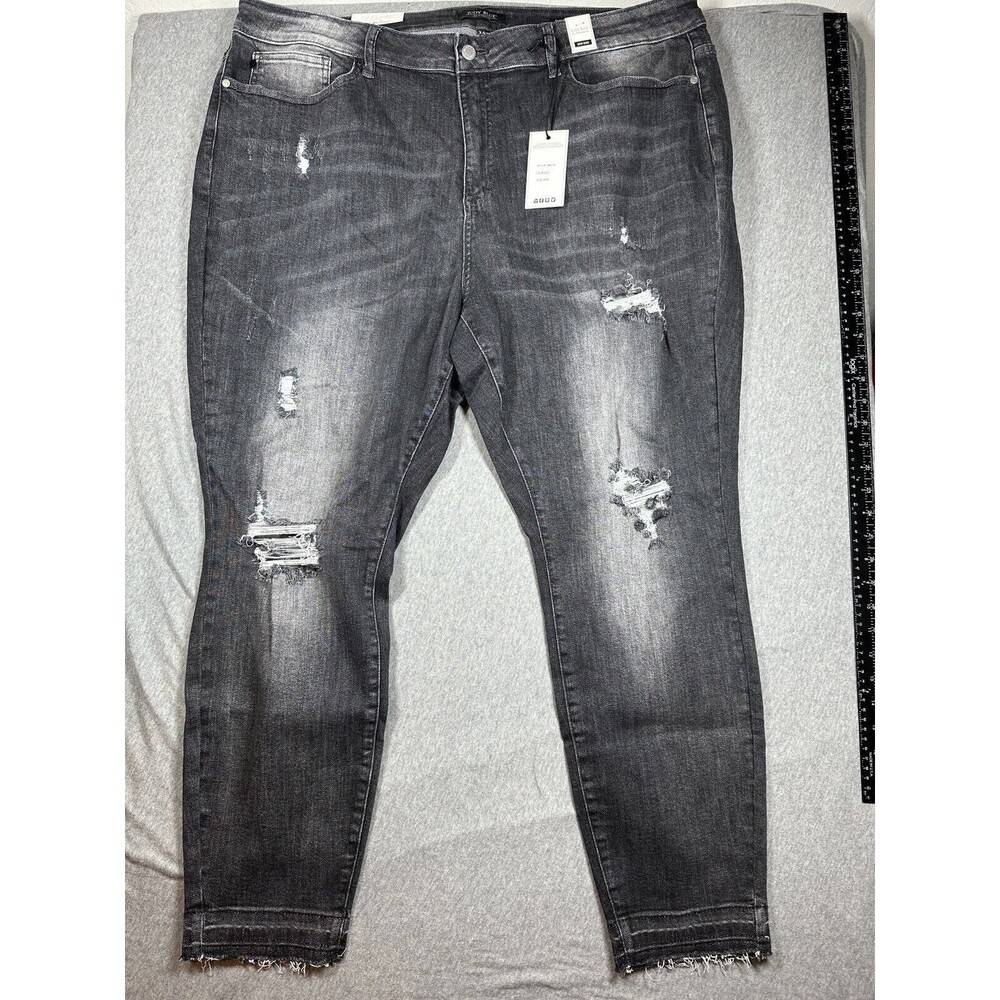 NWT Judy Blue Skinny Fit Mid Rise Faded Black jeans womens size 24W‎